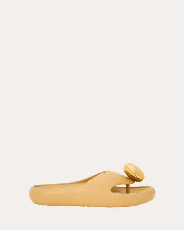 Pebble Patent Toe-Post Slide Sandals